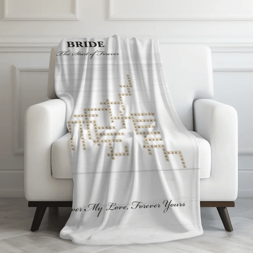 Custom Bride Word Tile Blanket - ARTFULANE