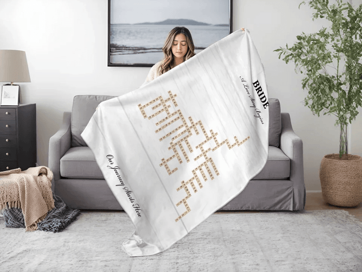 Custom Bride Word Tile Blanket - ARTFULANE