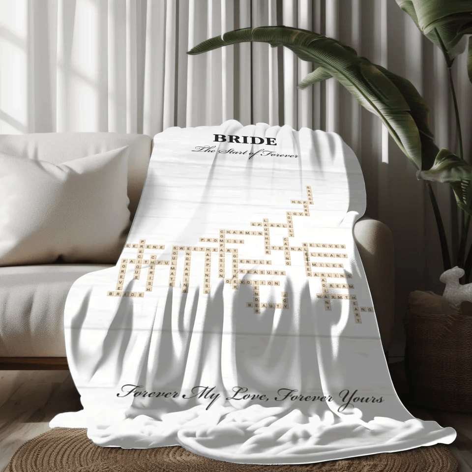 Custom Bride Word Tile Blanket - ARTFULANE