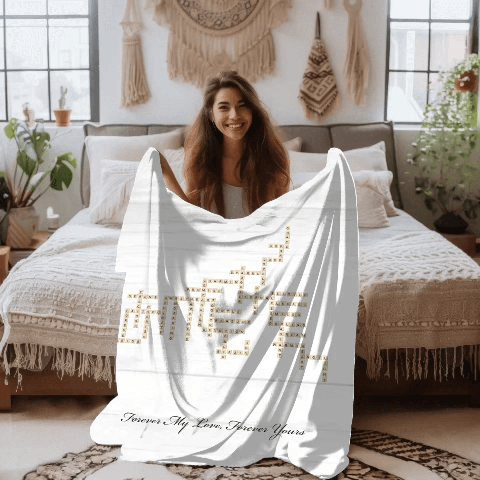 Custom Bride Word Tile Blanket - ARTFULANE