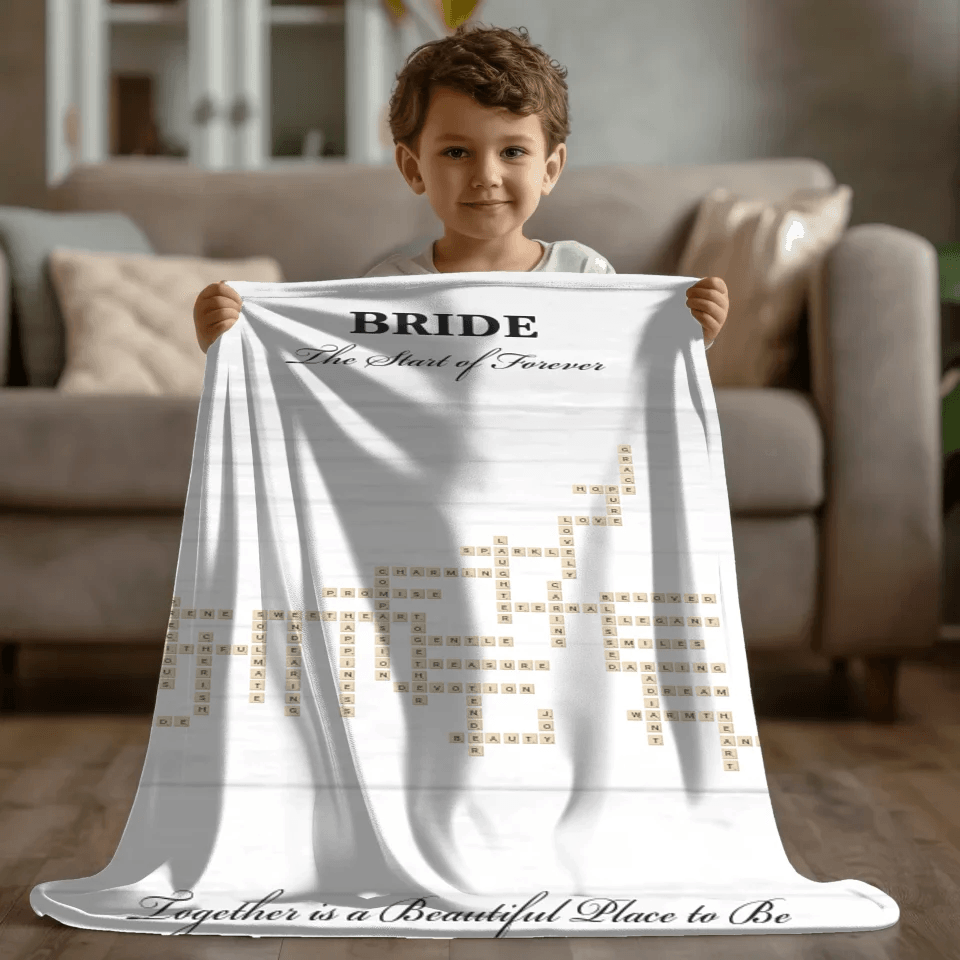 Custom Bride Word Tile Blanket - ARTFULANE