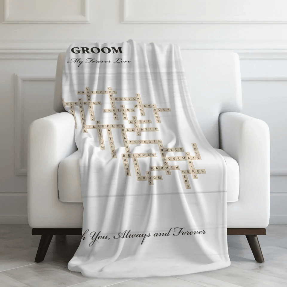 Custom Groom Word Tile Blanket - ARTFULANE