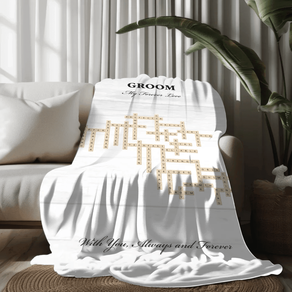 Custom Groom Word Tile Blanket - ARTFULANE