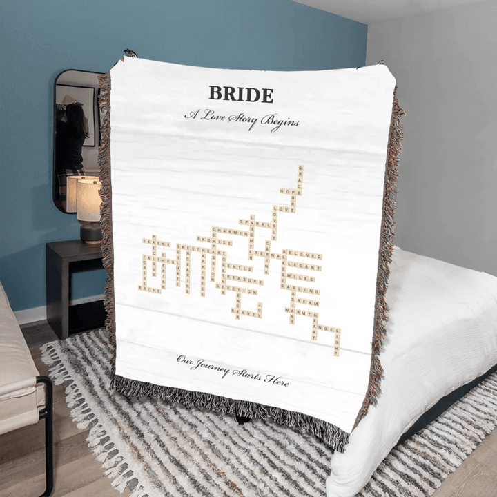 Custom Bride Word Tile Blanket - ARTFULANE