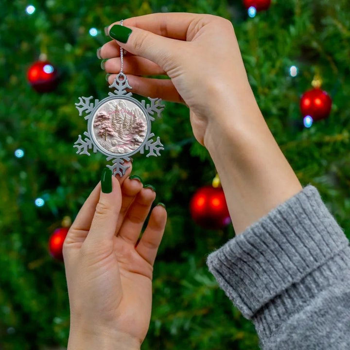 Custom 3D Pink, White & Gold Christmas Ornament - ARTFULANE