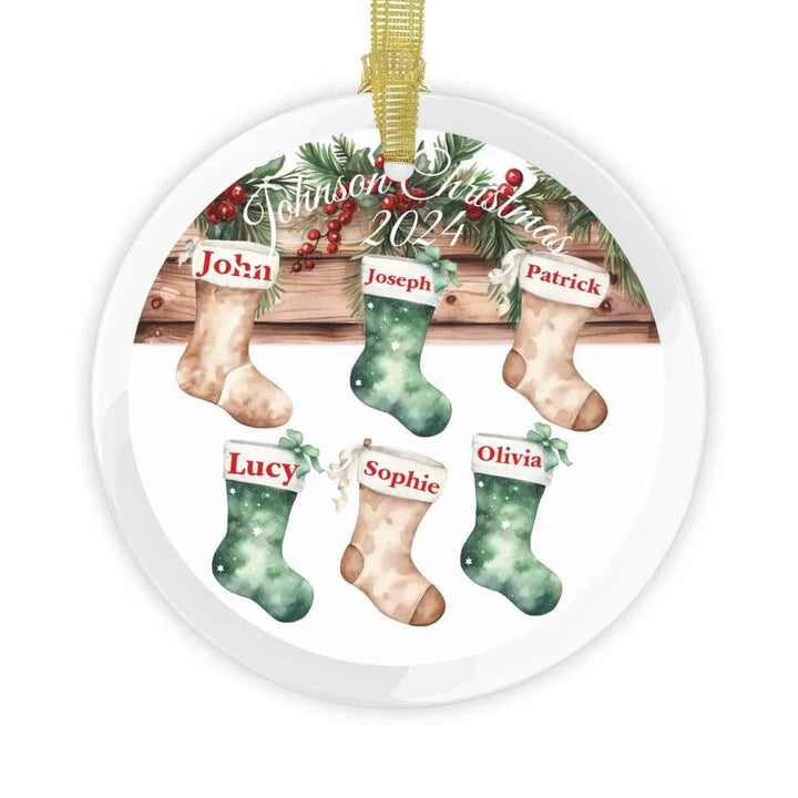 Custom Family Christmas Stockings Watercolor Ornament - ARTFULANE