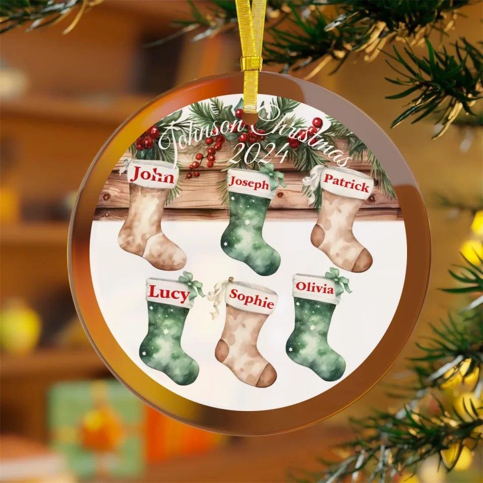 Custom Family Christmas Stockings Watercolor Ornament - ARTFULANE