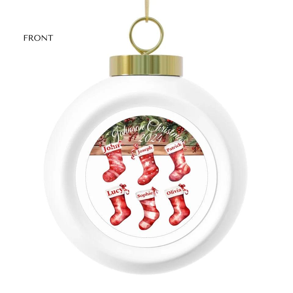 Custom Family Christmas Red Stockings Ornament - ARTFULANE