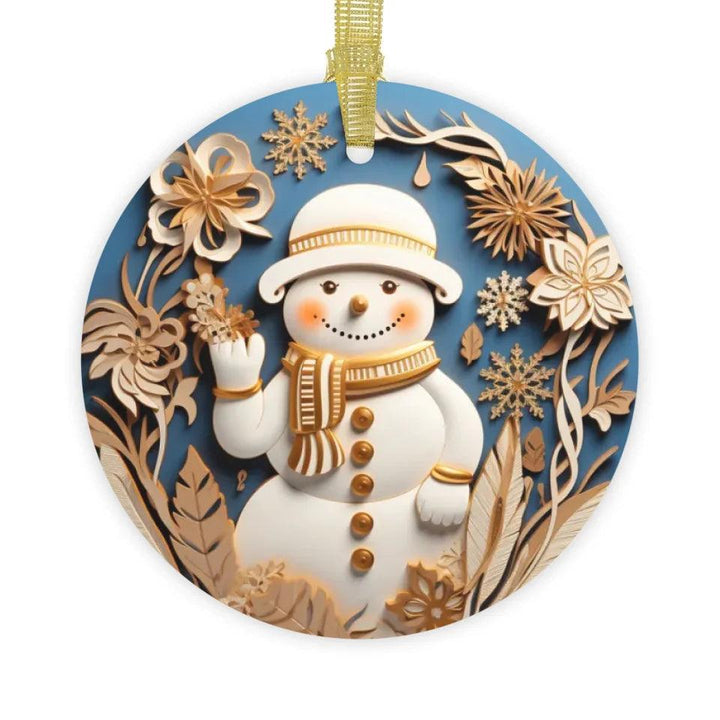 Custom 3D Blue and Gold Christmas Ornament - ARTFULANE