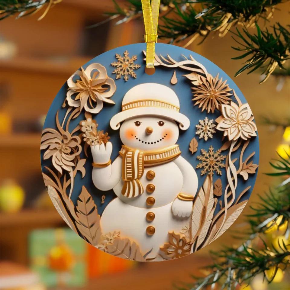 Custom 3D Blue and Gold Christmas Ornament - ARTFULANE