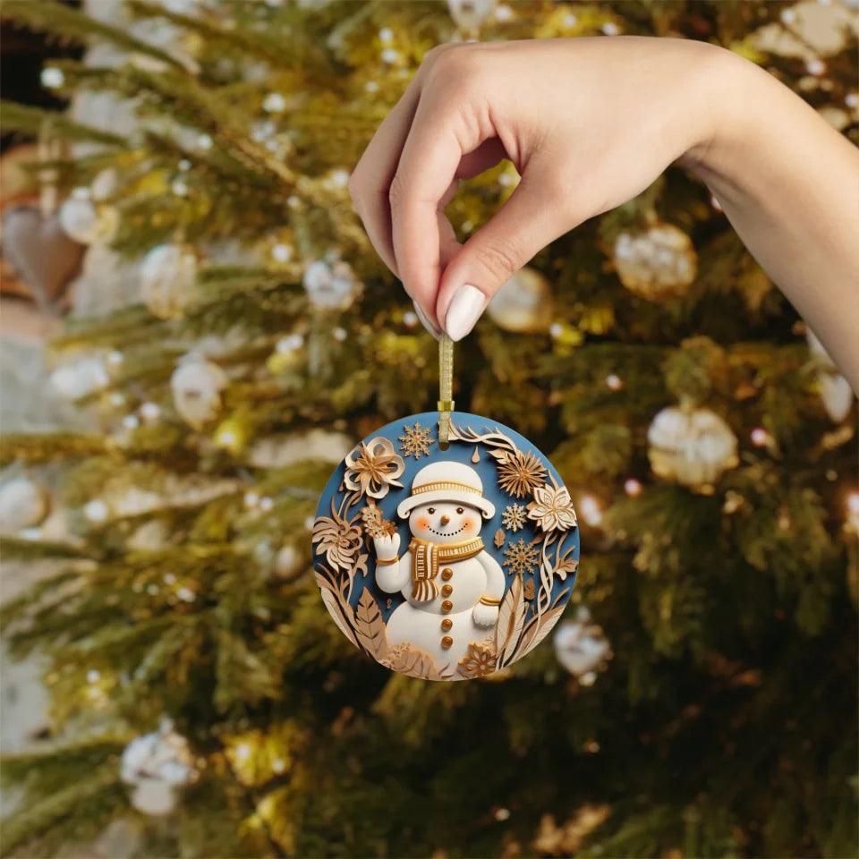 Custom 3D Blue and Gold Christmas Ornament - ARTFULANE