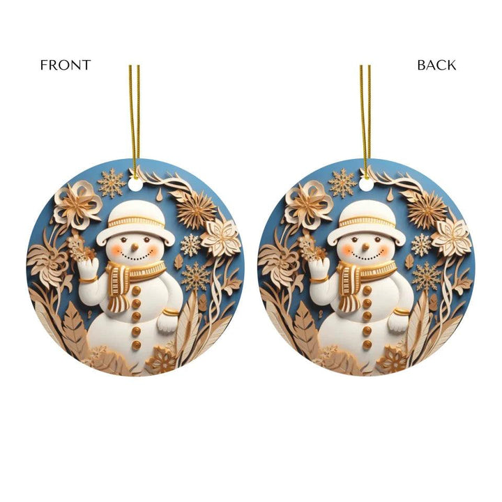 Custom 3D Blue and Gold Christmas Ornament - ARTFULANE