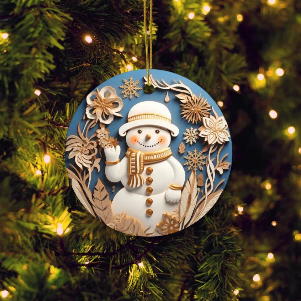 Custom 3D Blue and Gold Christmas Ornament - ARTFULANE