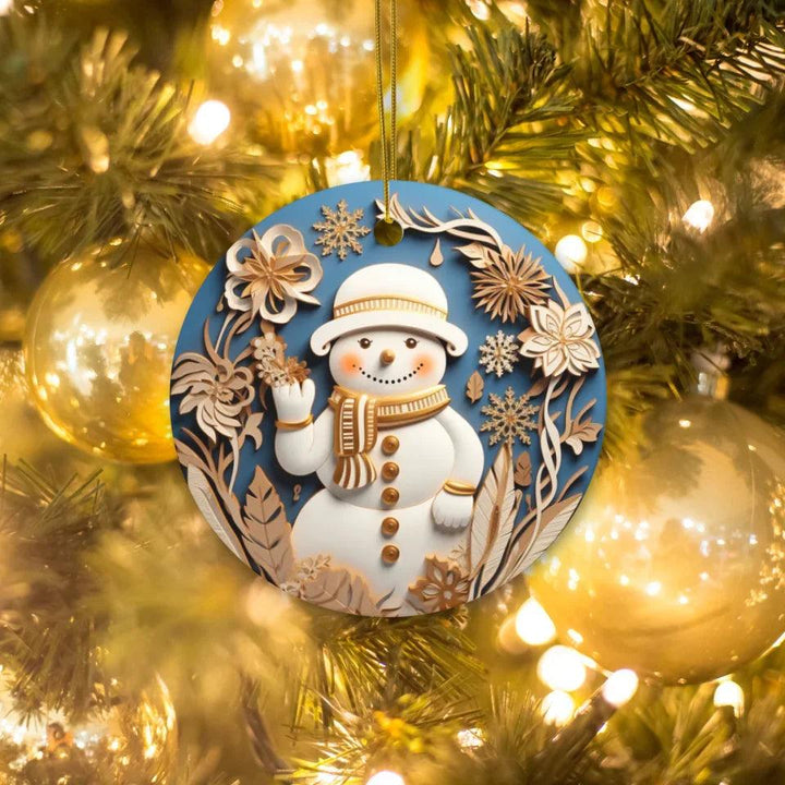 Custom 3D Blue and Gold Christmas Ornament - ARTFULANE