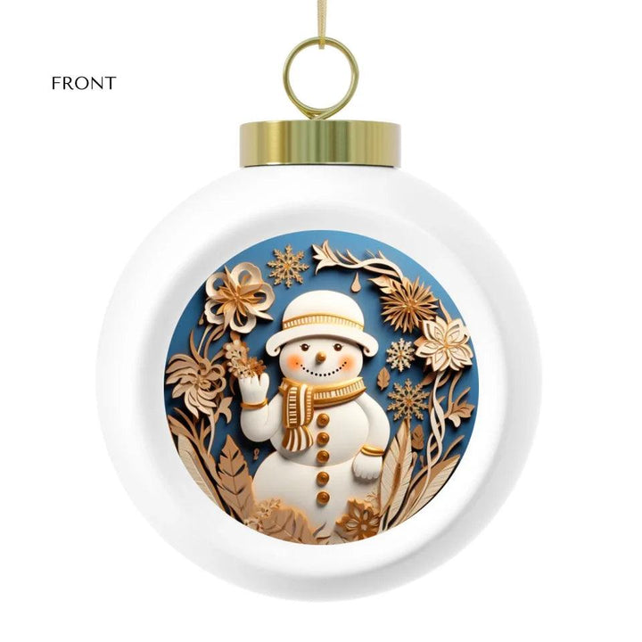 Custom 3D Blue and Gold Christmas Ornament - ARTFULANE