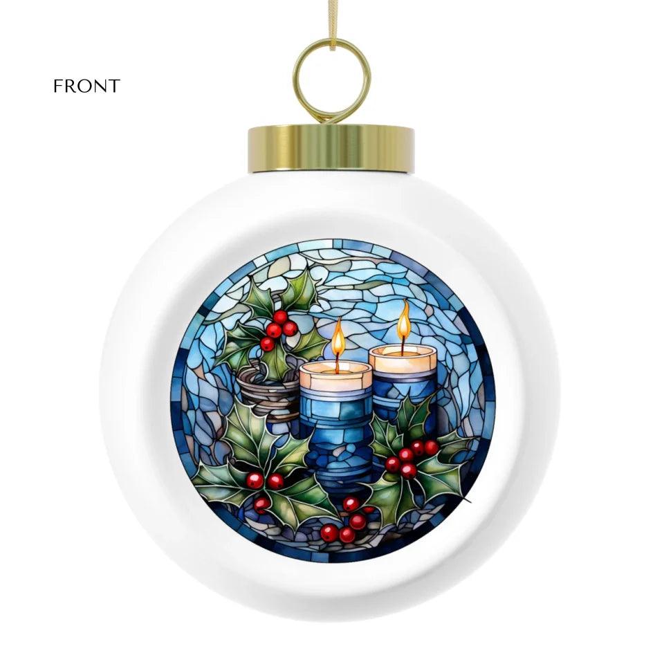 Custom Stained Glass Blue Christmas Ornament - ARTFULANE