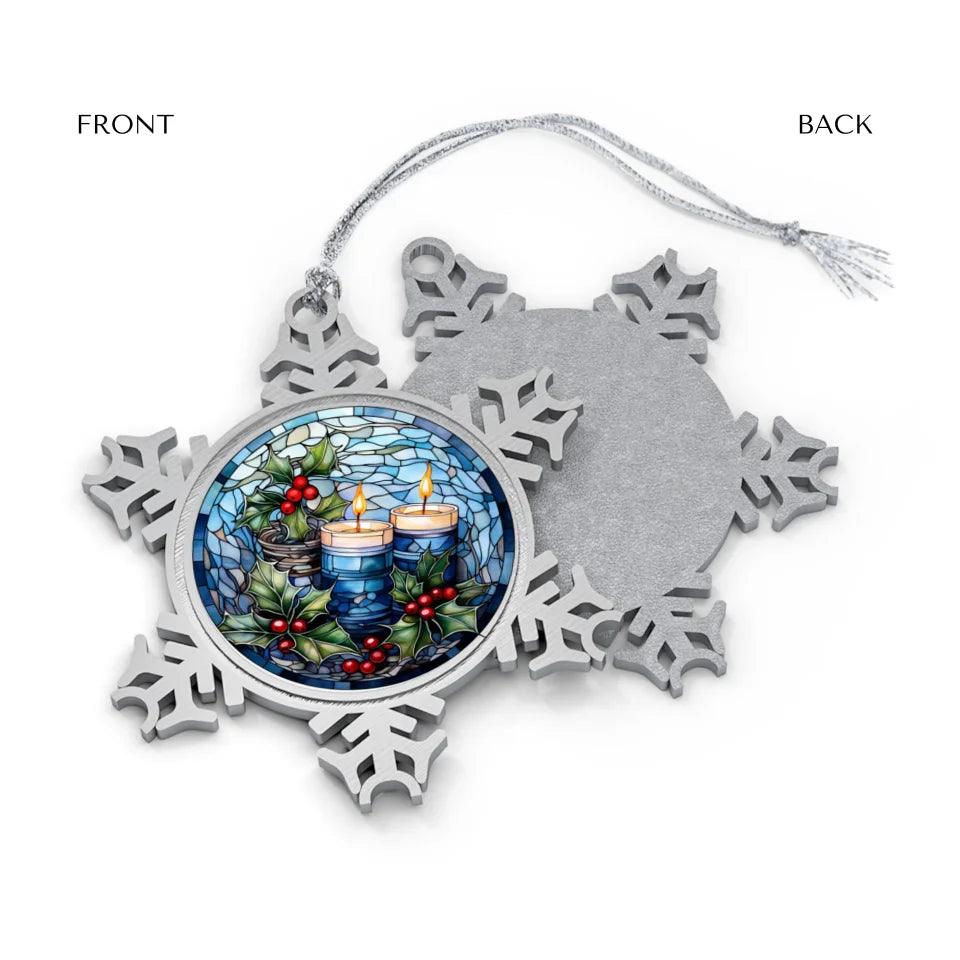 Custom Stained Glass Blue Christmas Ornament - ARTFULANE