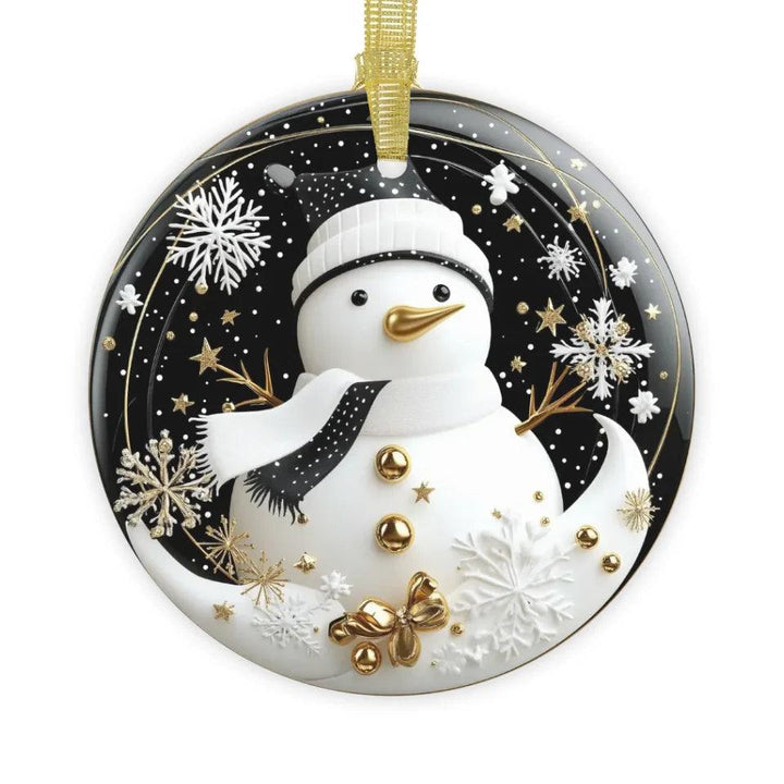 Custom 3D Gold, Black & White Christmas Ornament - ARTFULANE