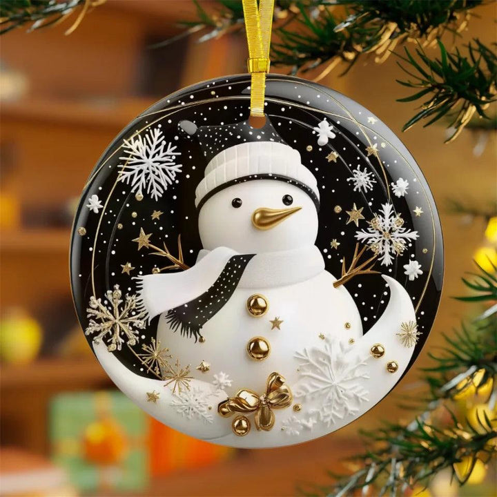 Custom 3D Gold, Black & White Christmas Ornament - ARTFULANE