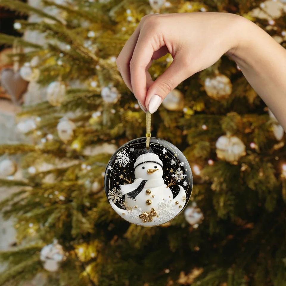 Custom 3D Gold, Black & White Christmas Ornament - ARTFULANE