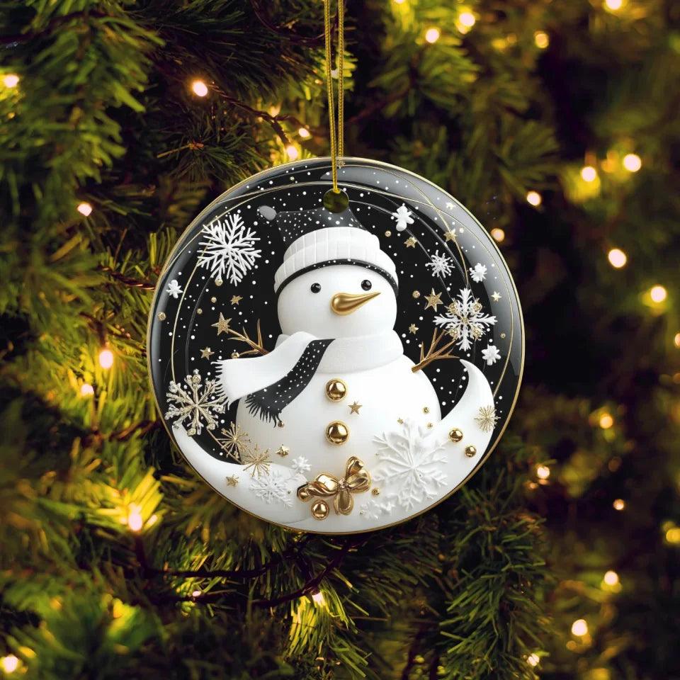 Custom 3D Gold, Black & White Christmas Ornament - ARTFULANE