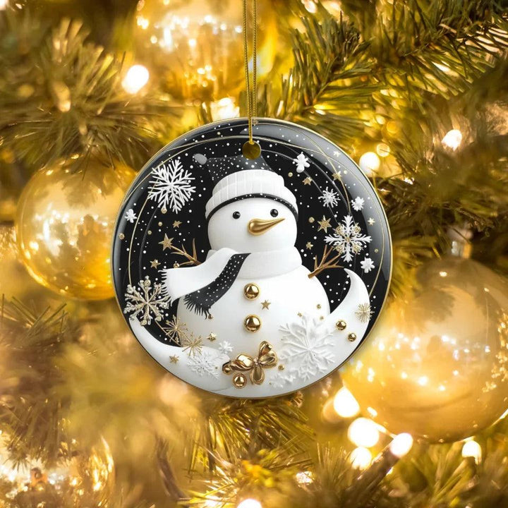 Custom 3D Gold, Black & White Christmas Ornament - ARTFULANE