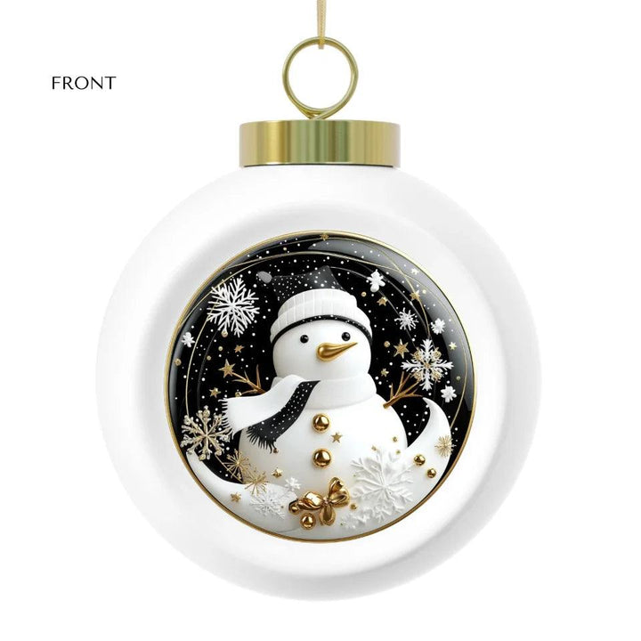 Custom 3D Gold, Black & White Christmas Ornament - ARTFULANE