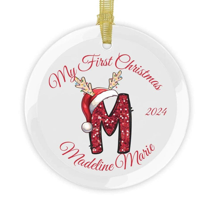 Custom Faux Red Sequin Alphabet Christmas Ornament - ARTFULANE