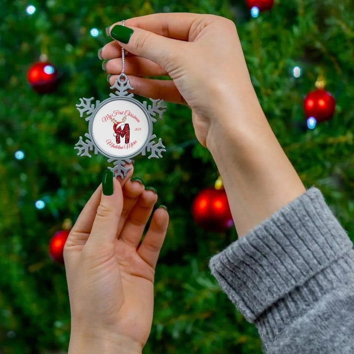 Custom Faux Red Sequin Alphabet Christmas Ornament - ARTFULANE