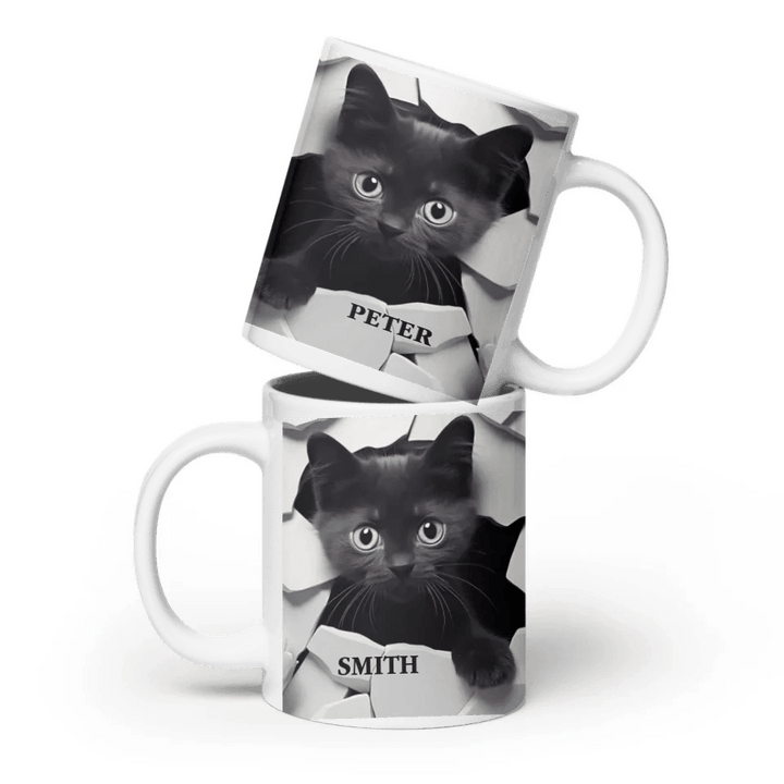 Custom 3D Black Cat Mug - ARTFULANE