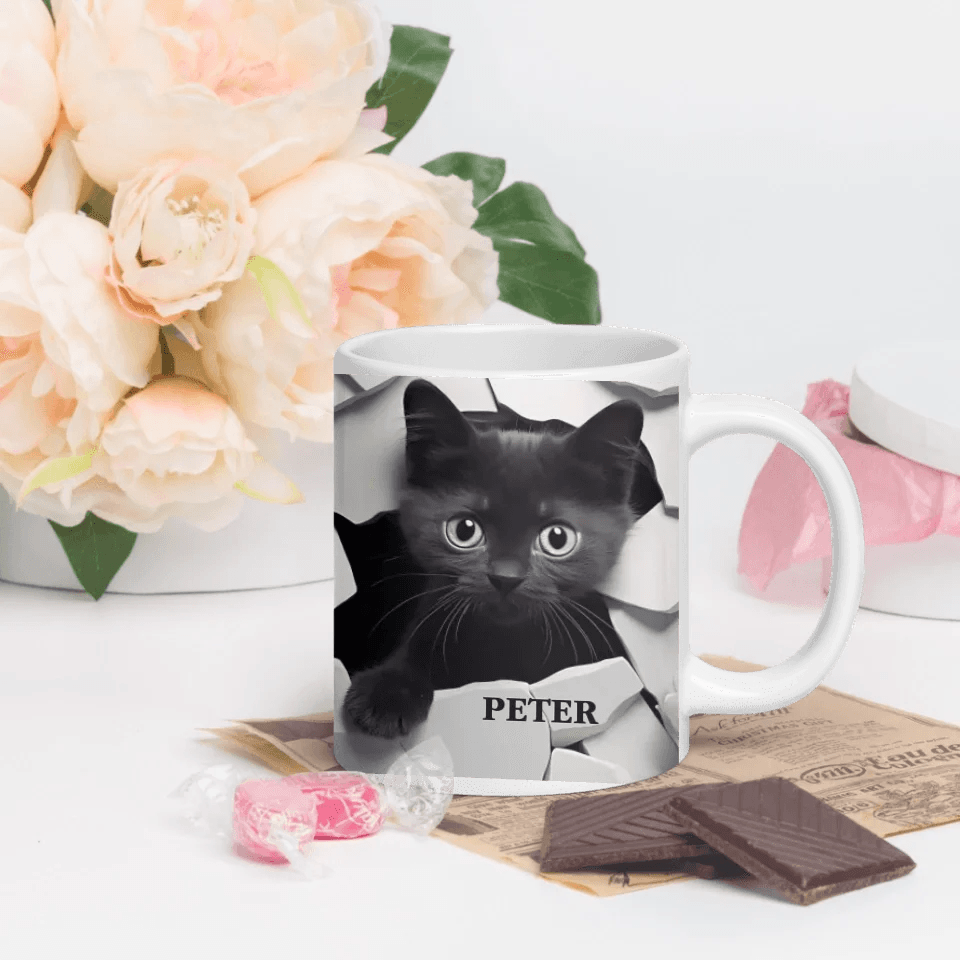 Custom 3D Black Cat Mug - ARTFULANE