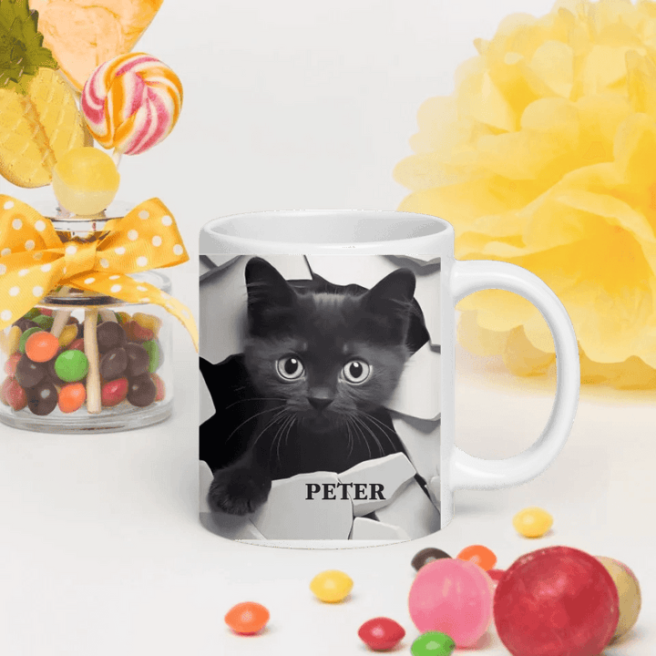 Custom 3D Black Cat Mug - ARTFULANE