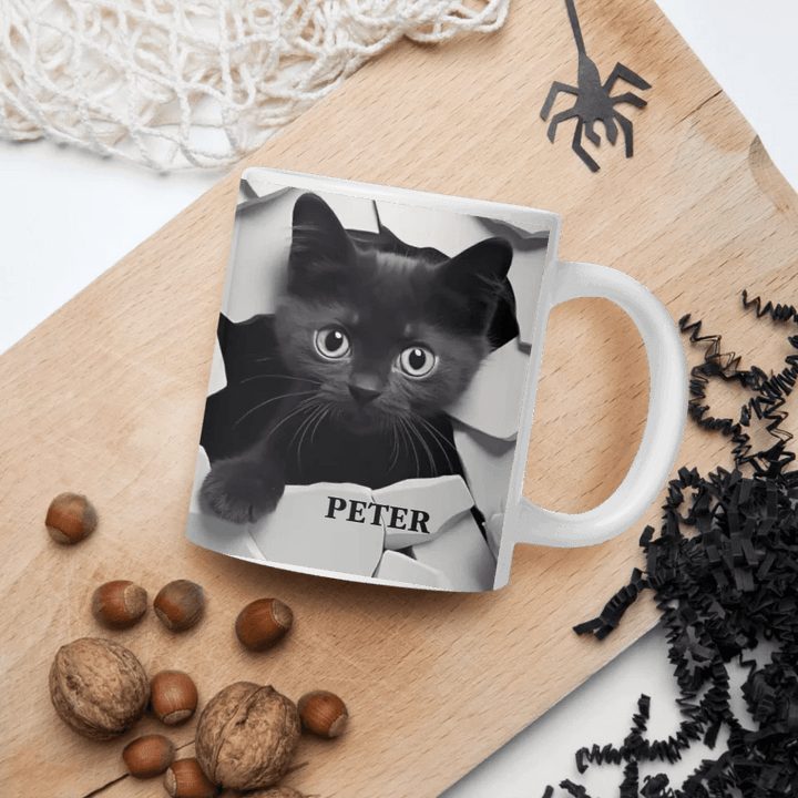 Custom 3D Black Cat Mug - ARTFULANE