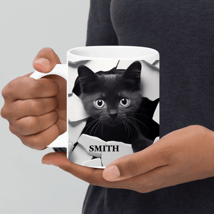 Custom 3D Black Cat Mug - ARTFULANE