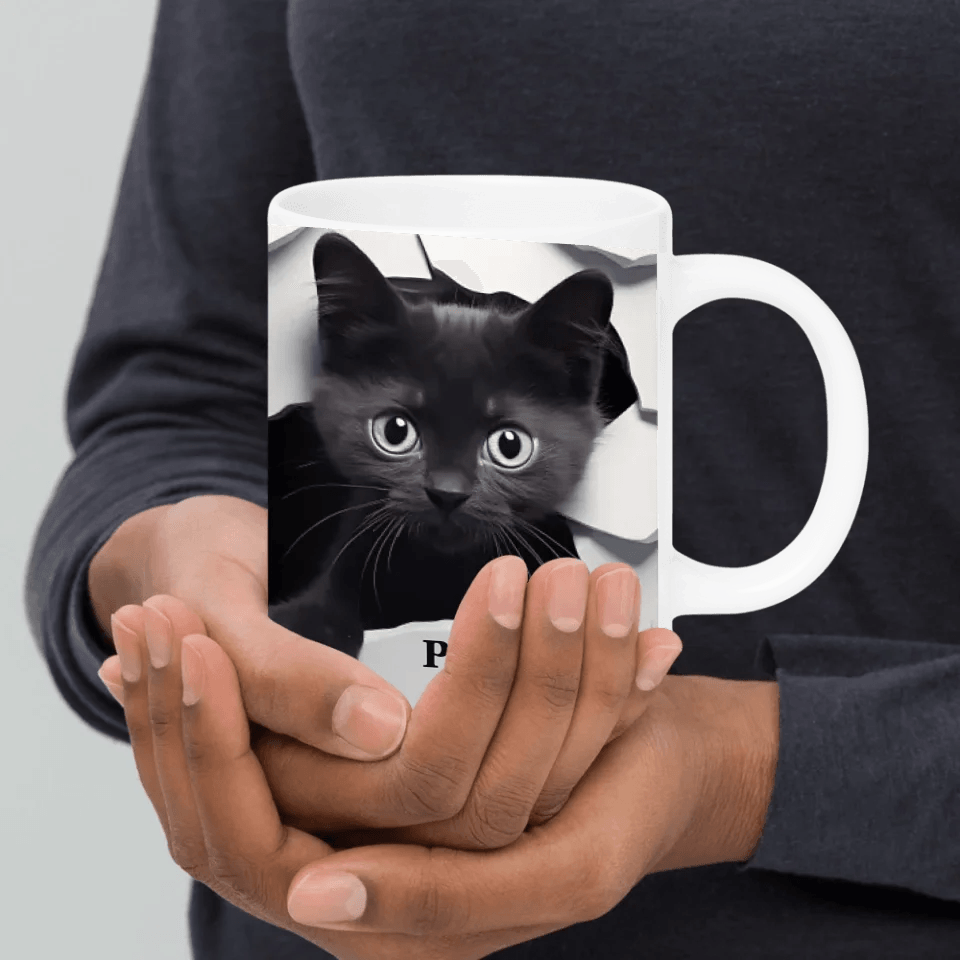 Custom 3D Black Cat Mug - ARTFULANE