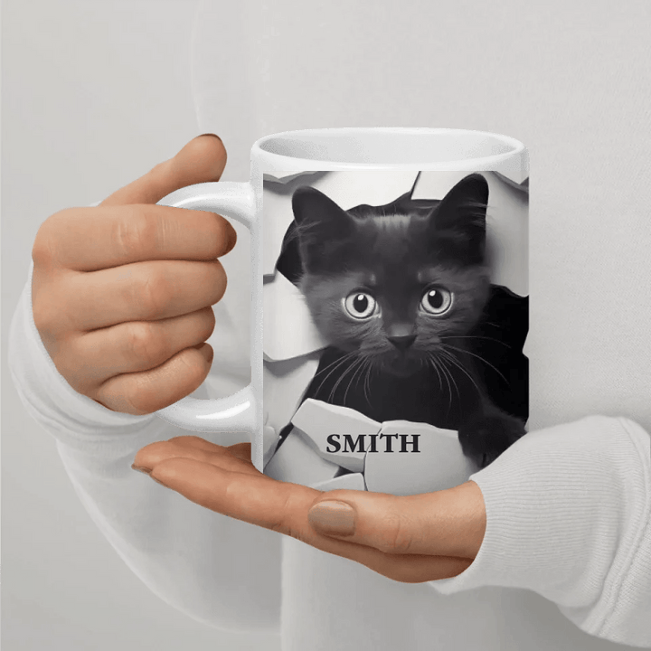 Custom 3D Black Cat Mug - ARTFULANE