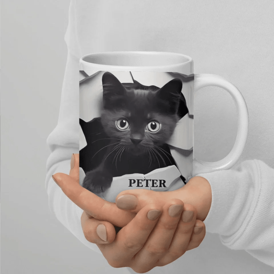 Custom 3D Black Cat Mug - ARTFULANE