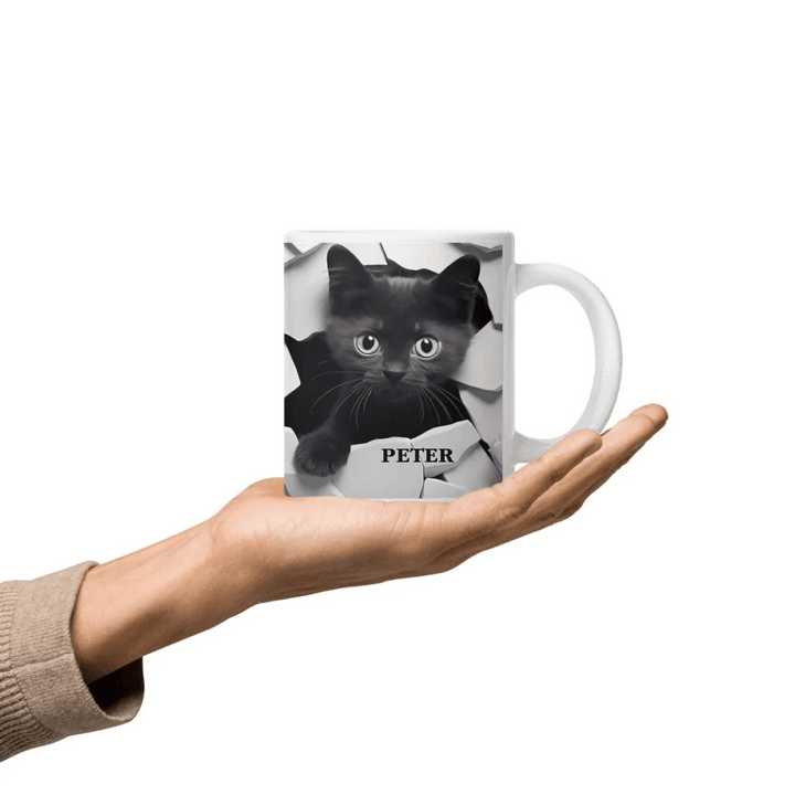 Custom 3D Black Cat Mug - ARTFULANE