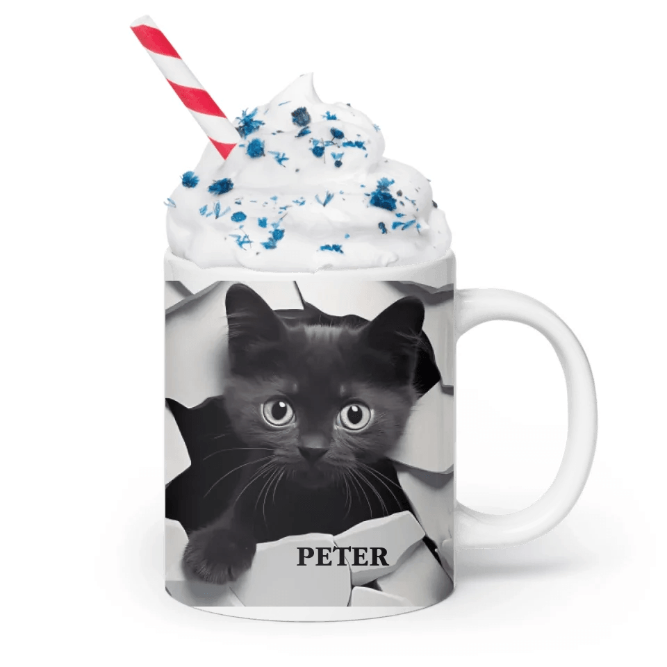 Custom 3D Black Cat Mug - ARTFULANE