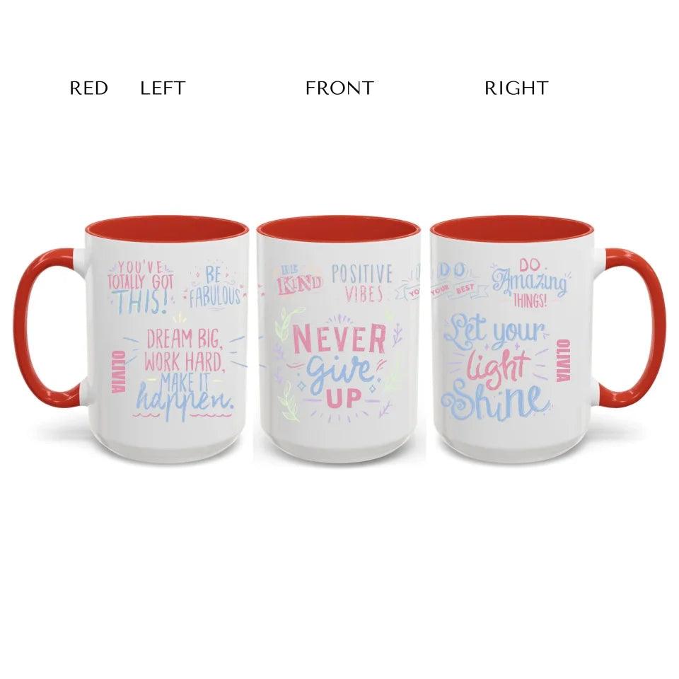 Custom Pastel Motivational Sayings Mug - ARTFULANE