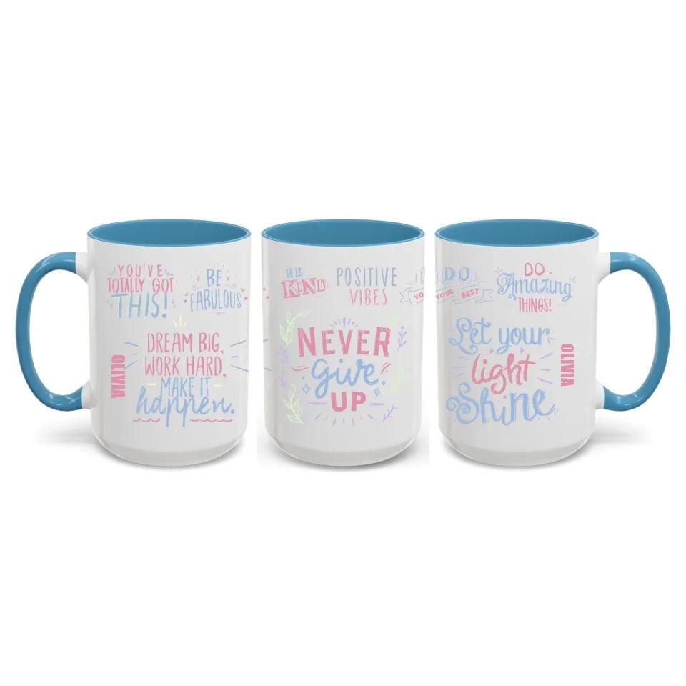 Custom Pastel Motivational Sayings Mug - ARTFULANE