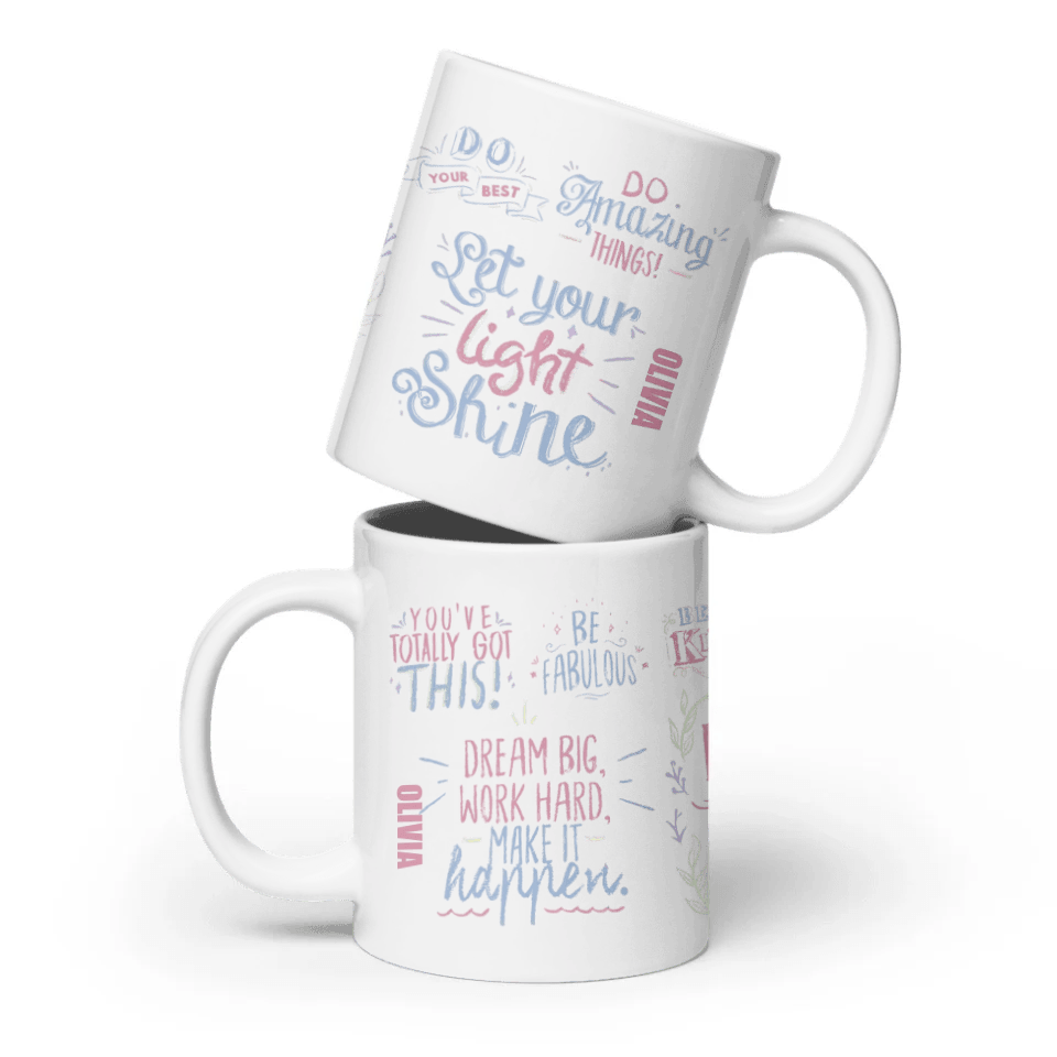 Custom Pastel Motivational Sayings Mug - ARTFULANE