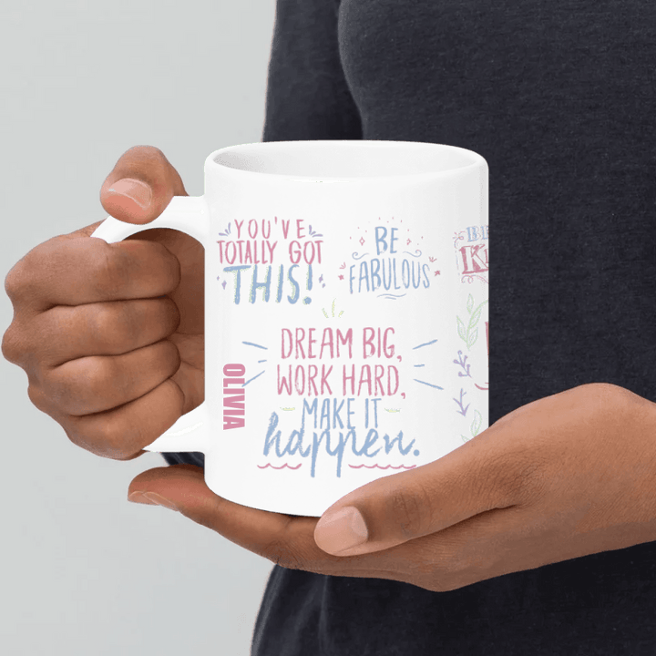 Custom Pastel Motivational Sayings Mug - ARTFULANE