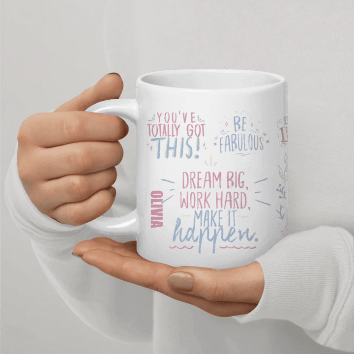 Custom Pastel Motivational Sayings Mug - ARTFULANE