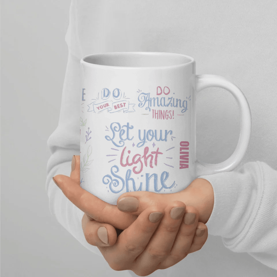 Custom Pastel Motivational Sayings Mug - ARTFULANE