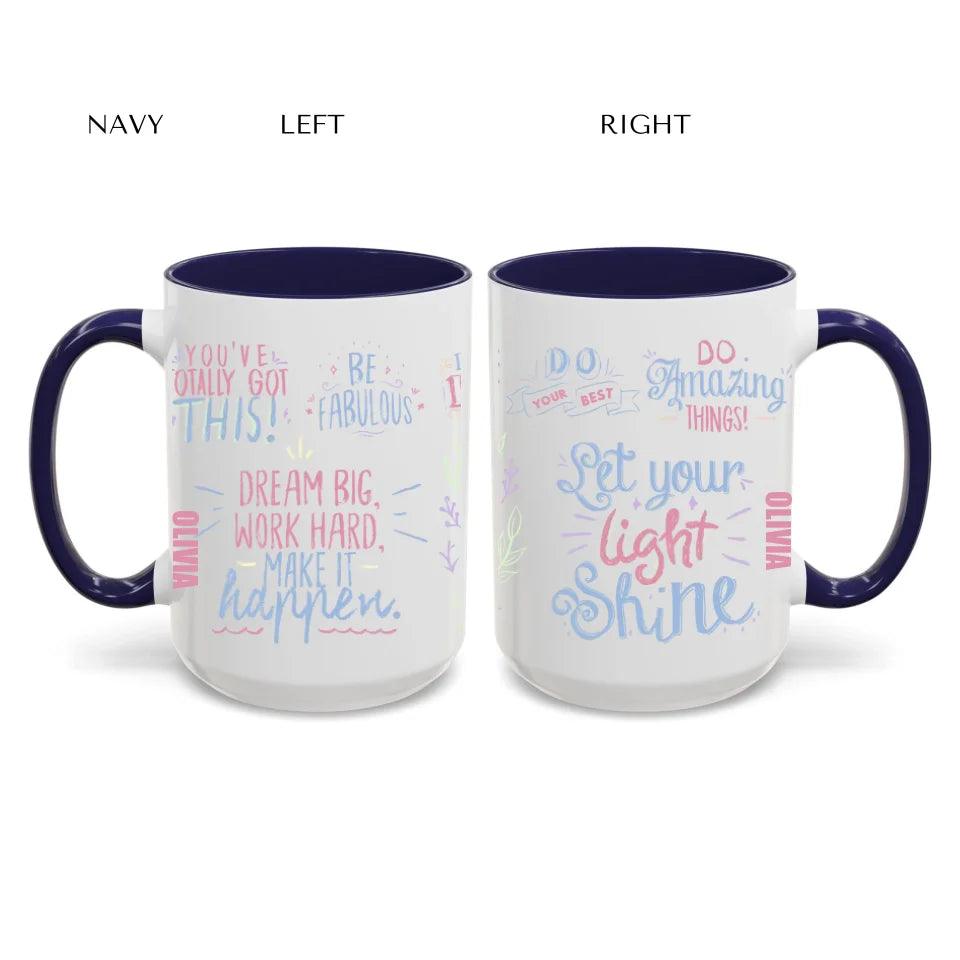 Custom Pastel Motivational Sayings Mug - ARTFULANE