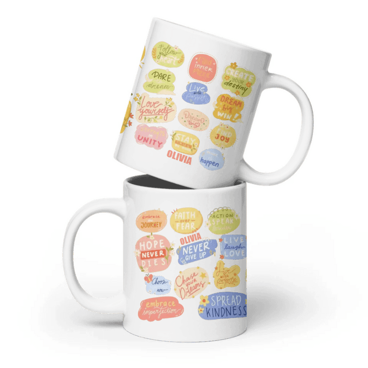 Custom Motivational Stickers Mug - ARTFULANE