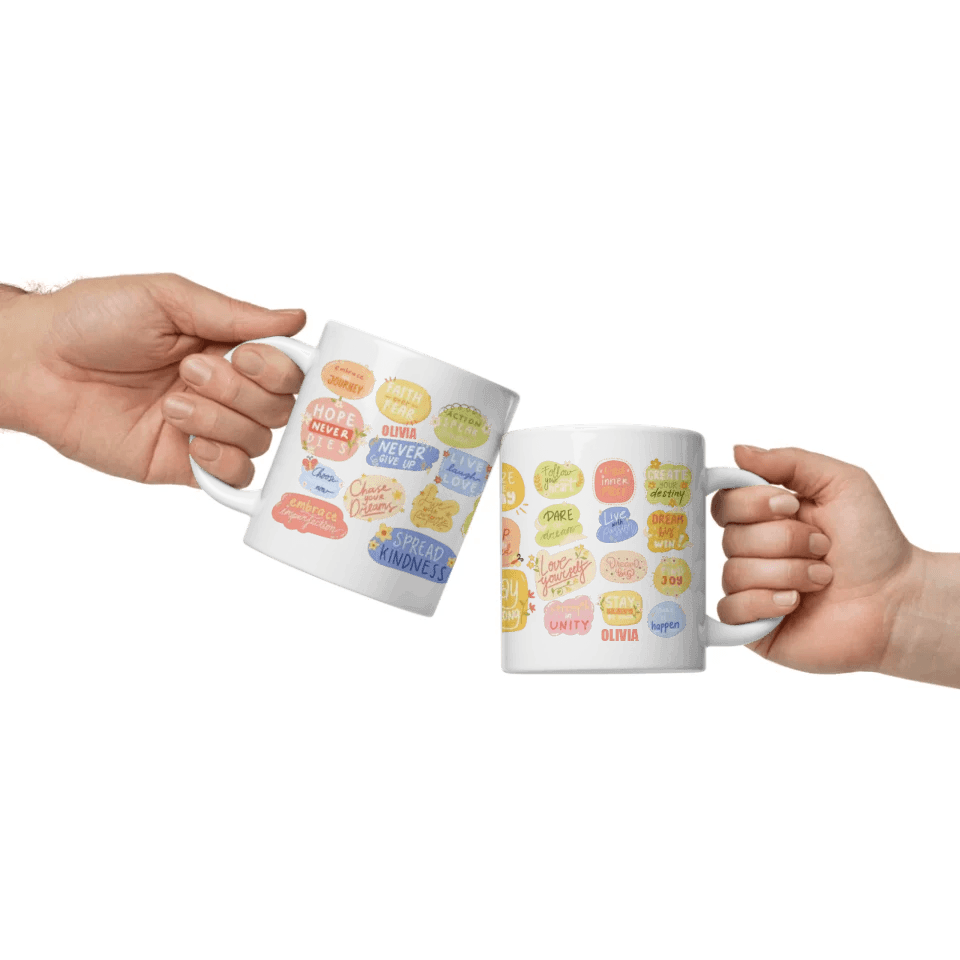 Custom Motivational Stickers Mug - ARTFULANE