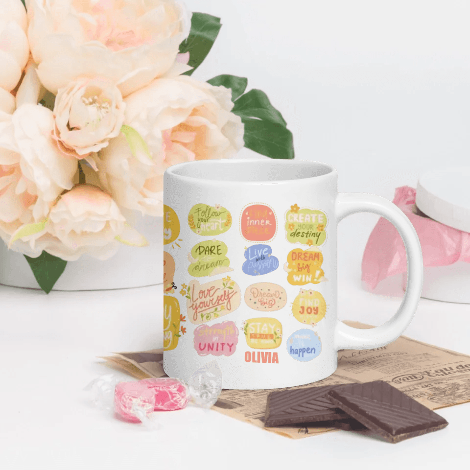 Custom Motivational Stickers Mug - ARTFULANE