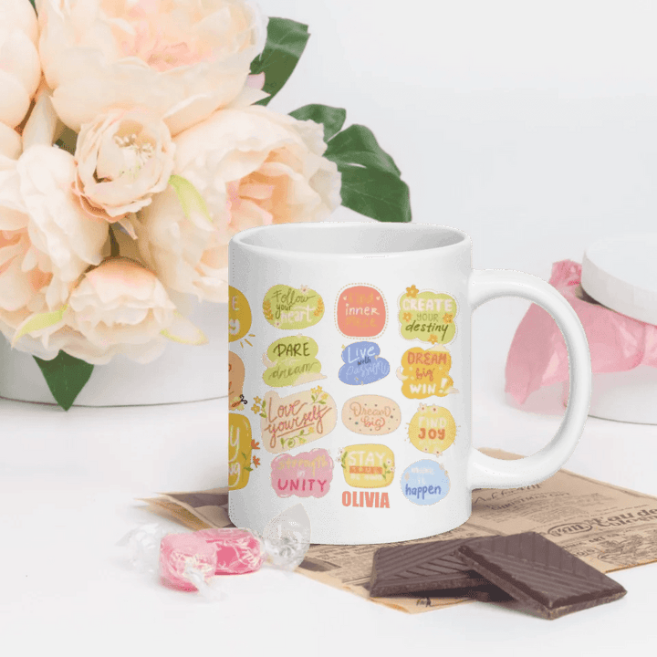 Custom Motivational Stickers Mug - ARTFULANE